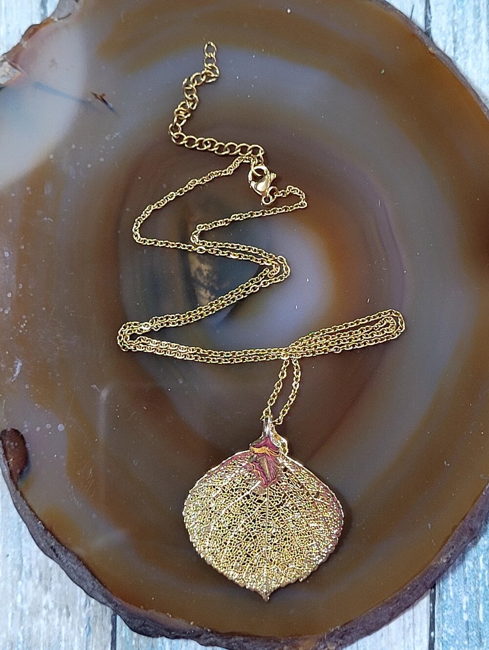 Gold Leaf Pendant Necklace - Women Jewelry